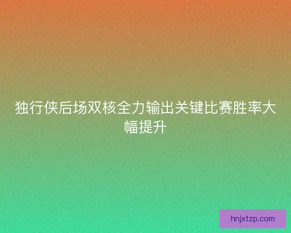 独行侠后场双核全力输出关键比赛胜率大幅提升